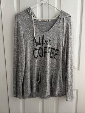 Chance or Fate but first coffee hooded lightweight sweatshirt size XL